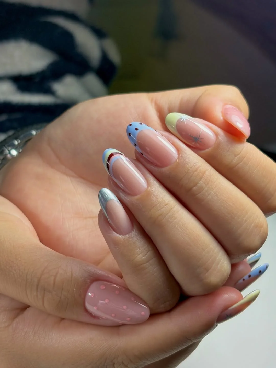 summer french nails ideas 2026 Playful Mixed French Art