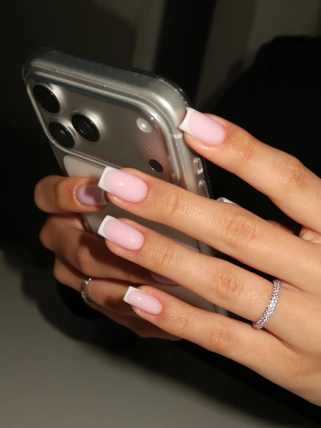 summer french nails ideas 2026 Classic Glossy Square French Nails