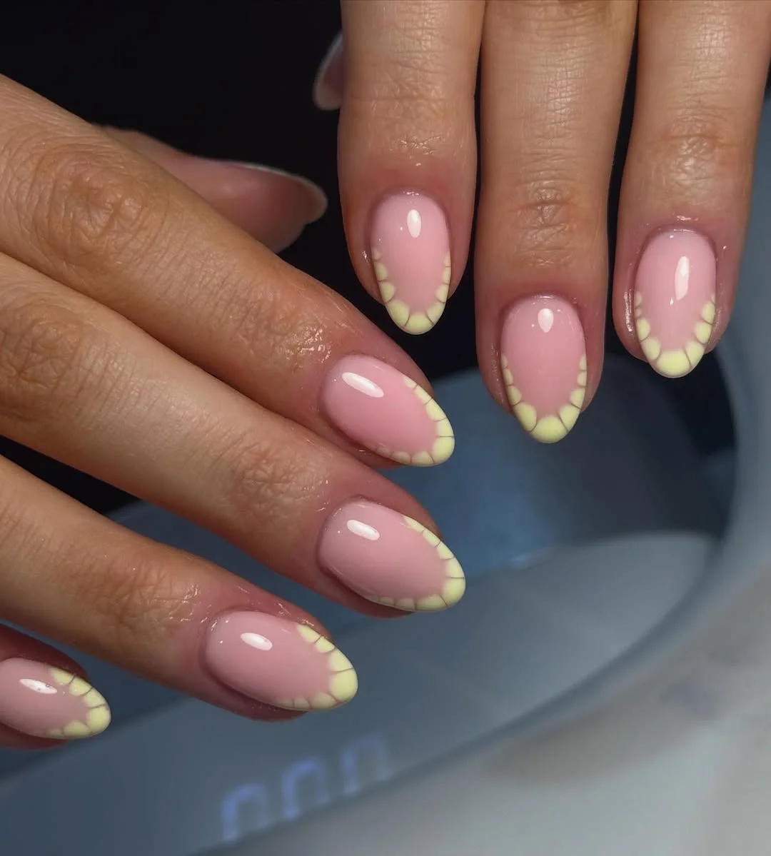 summer french tip nails 2026 Pastel Yellow Petal French Nails