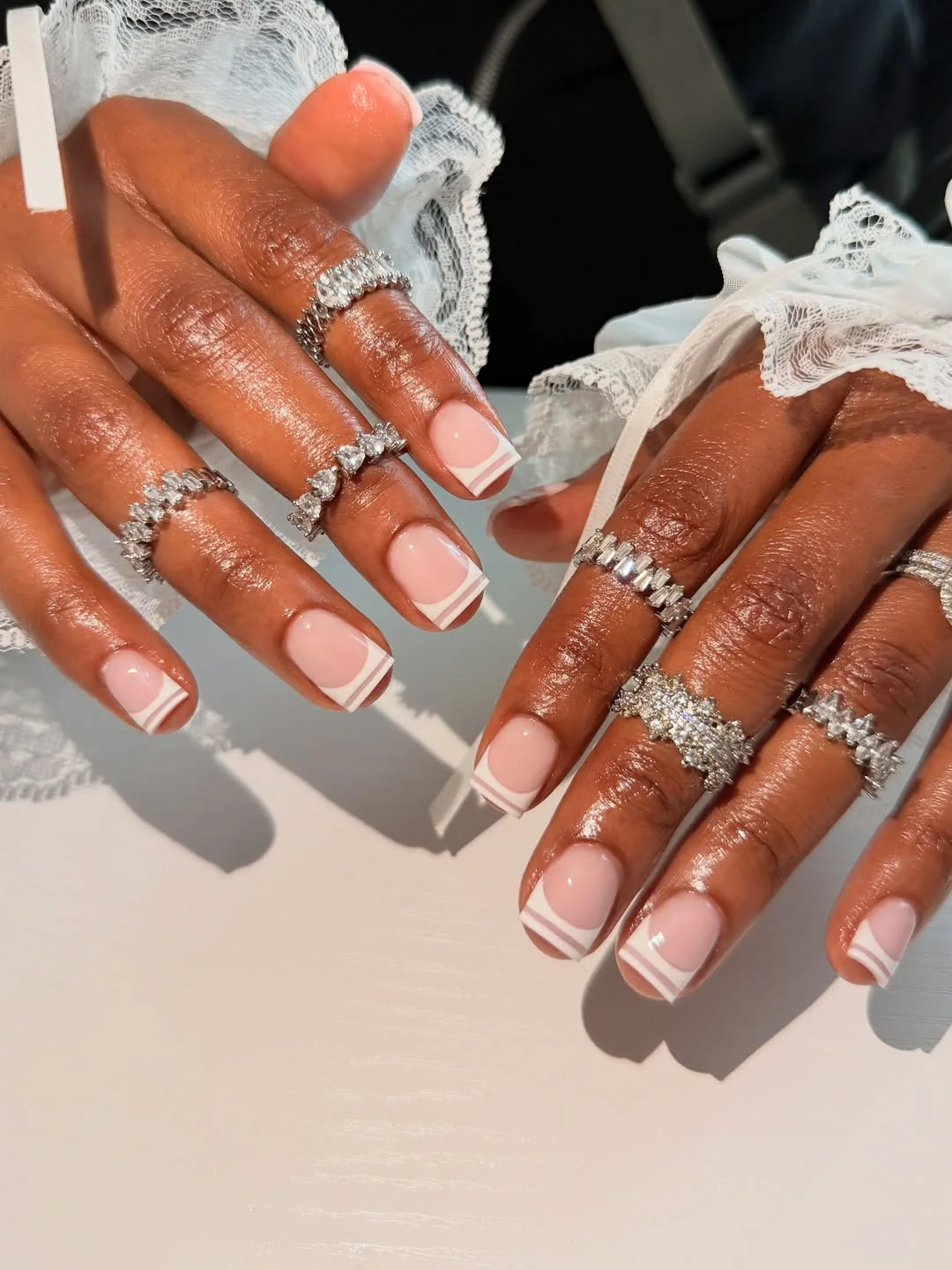 summer french tip nails 2026 Soft White Square French Manicure