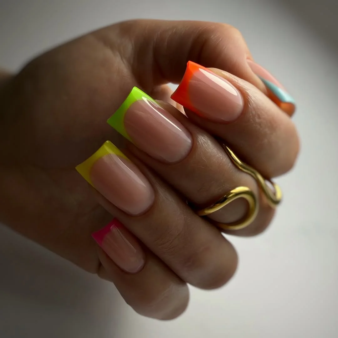 summer gel nails 2026 Neon French Tips With a Playful Summer Twist
