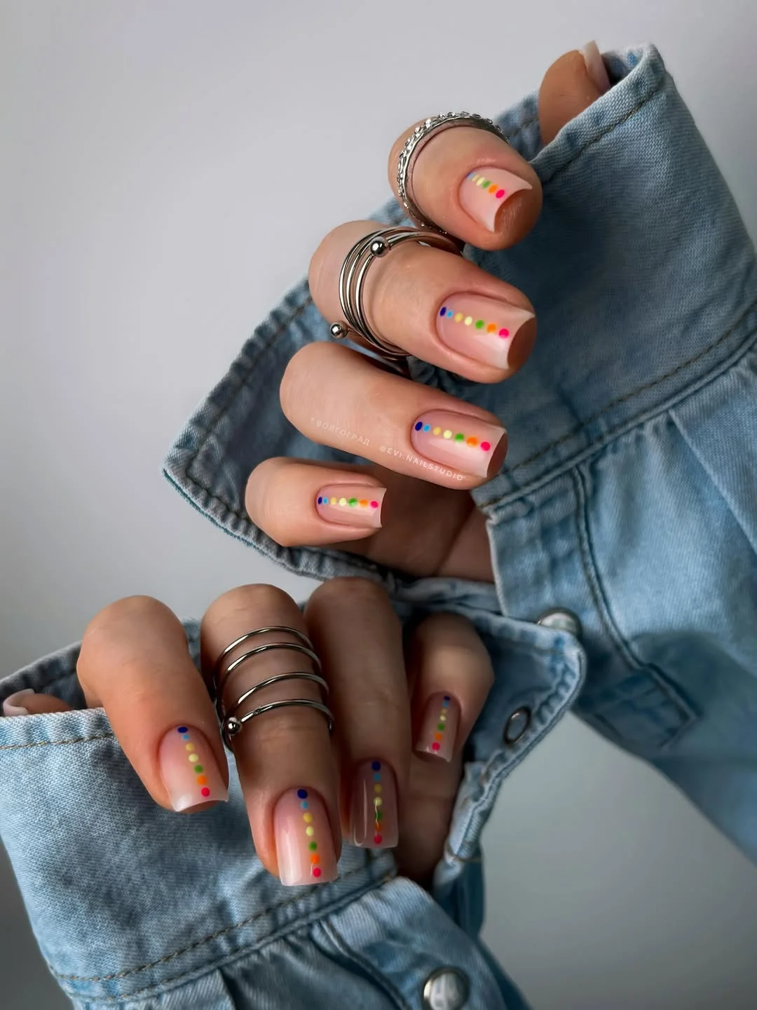 summer gel nails 2026 Rainbow Dot Minimal Nails