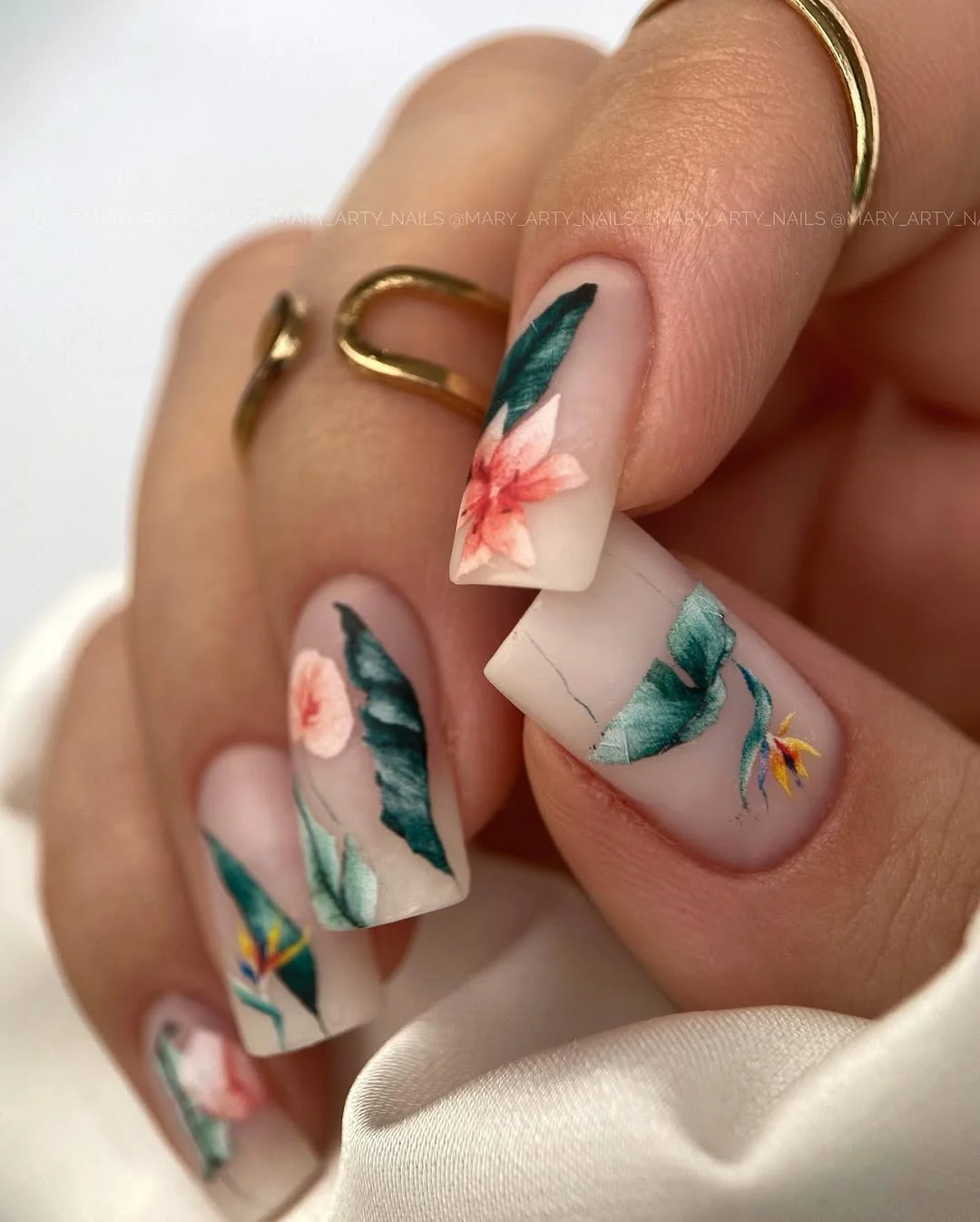 summer gel nails 2026 Tropical Floral Art Nails