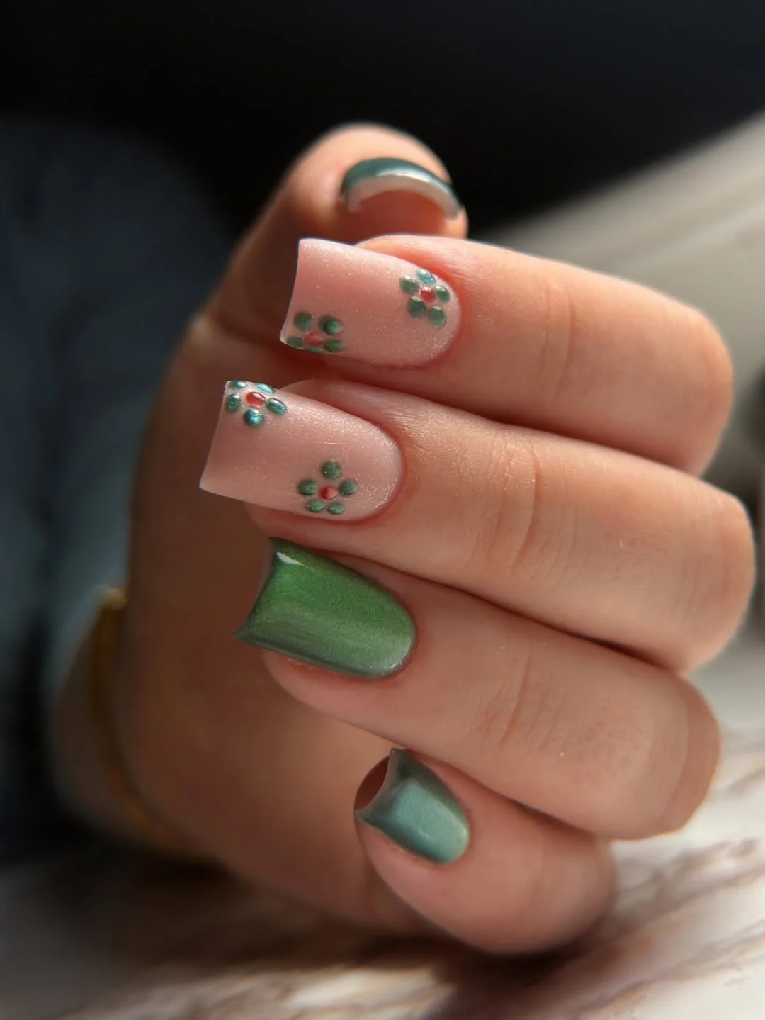summer gel nails 2026 Soft Sage Flower Nails