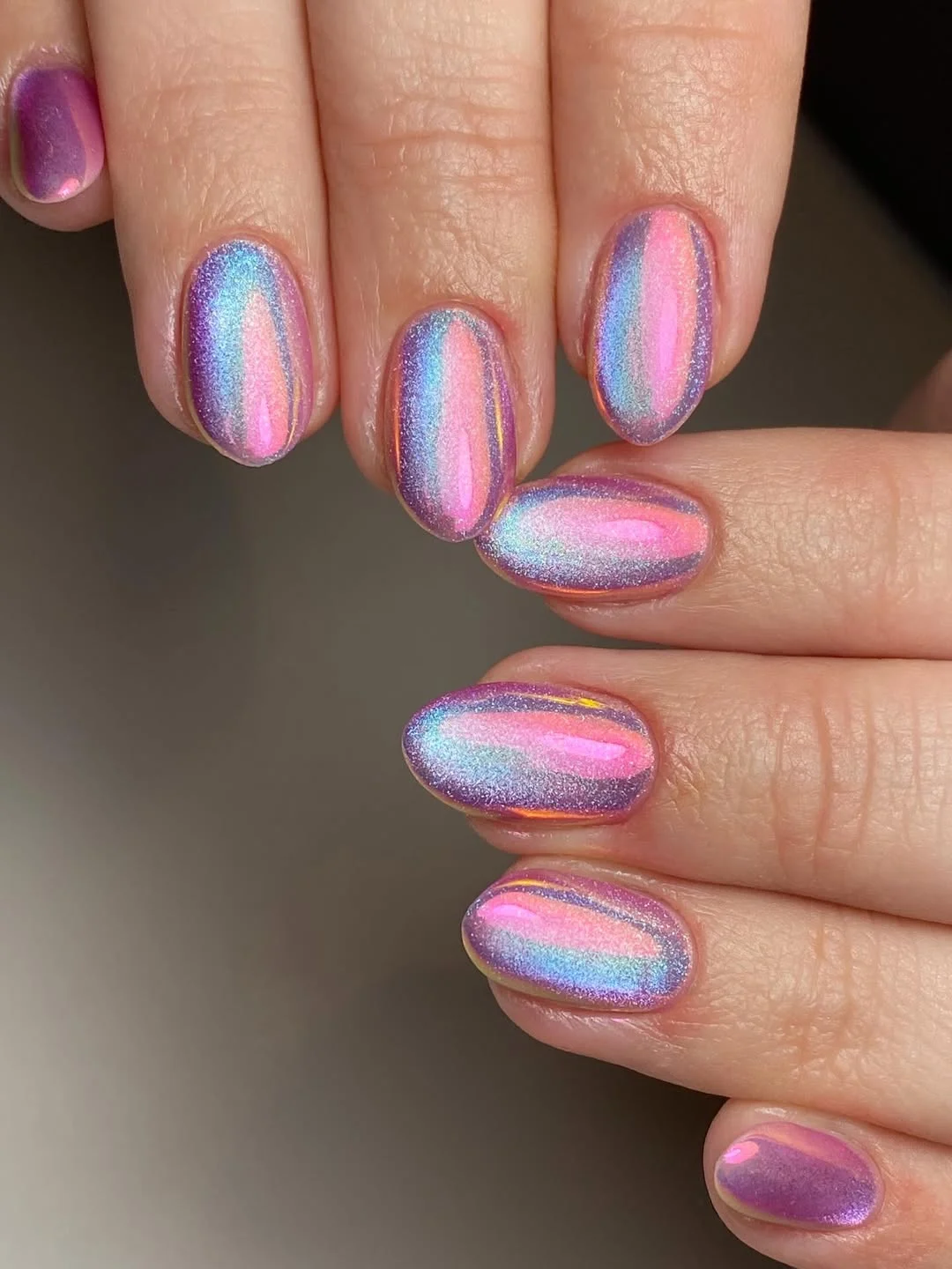 summer glitter nails 2026 Dreamy Aurora Chrome Nails In Pink And Lavender