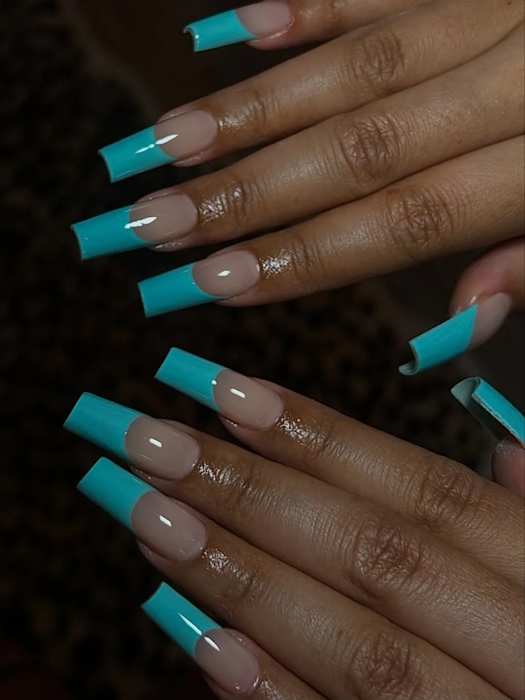summer long nails 2026 Minimal Turquoise French Tips