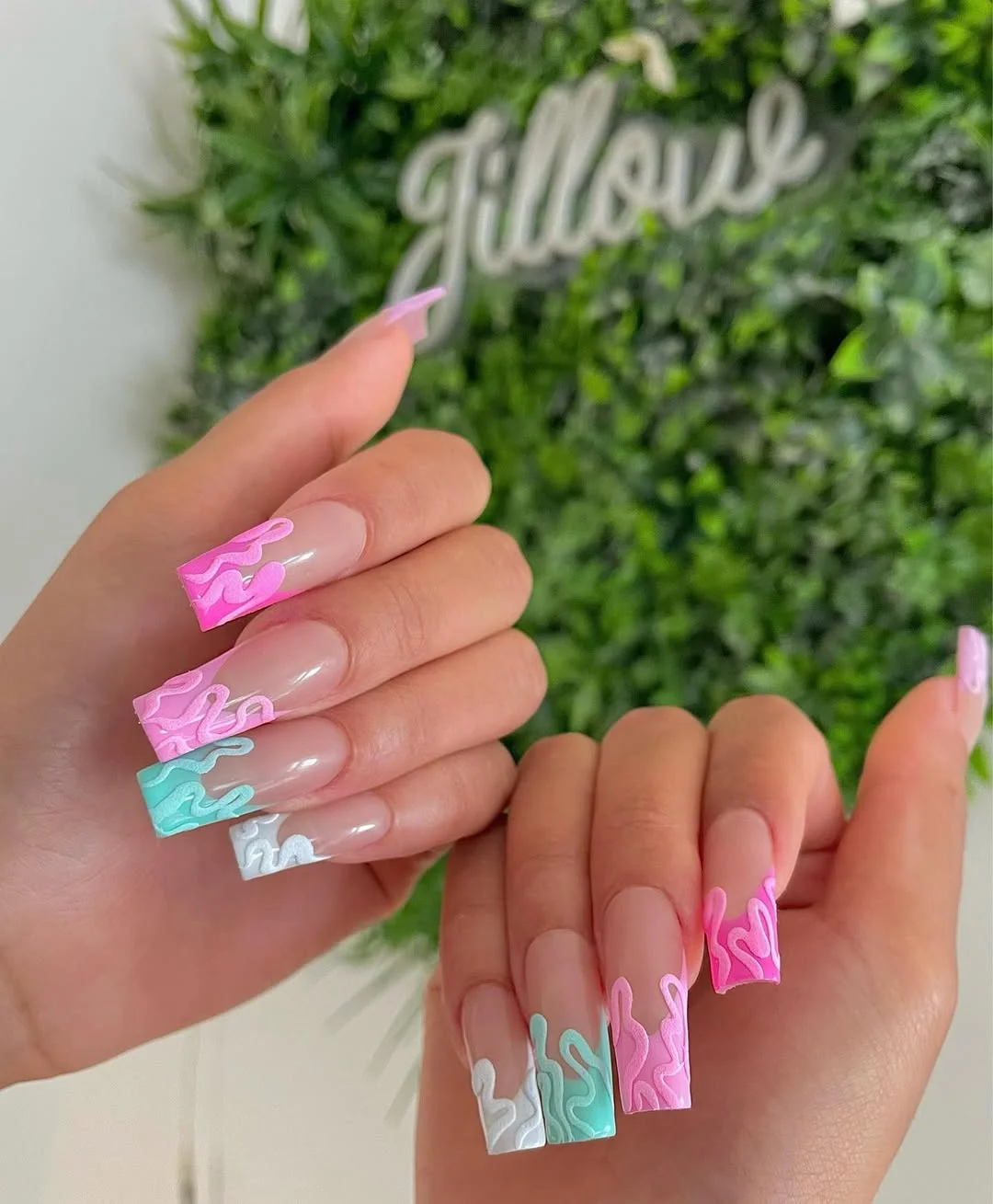 summer long nails 2026 Pastel Drip French Tips