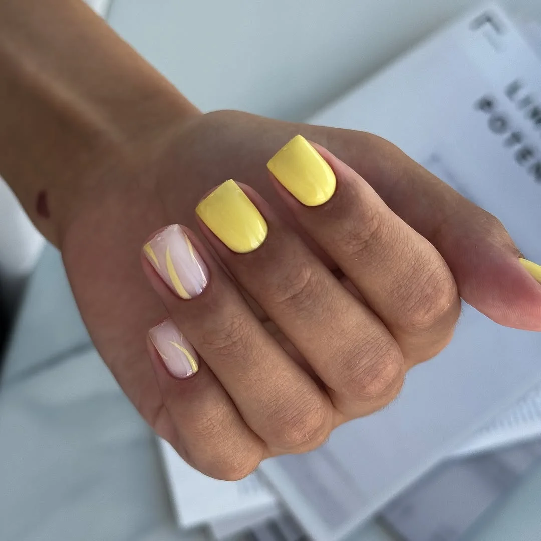 summer manicure color ideas 2026 Soft Lemon Minimal Nails