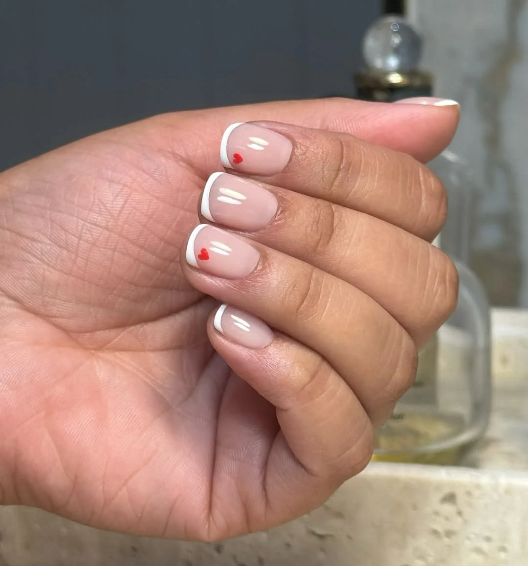 summer manicure color ideas 2026 Minimal Heart French Nails