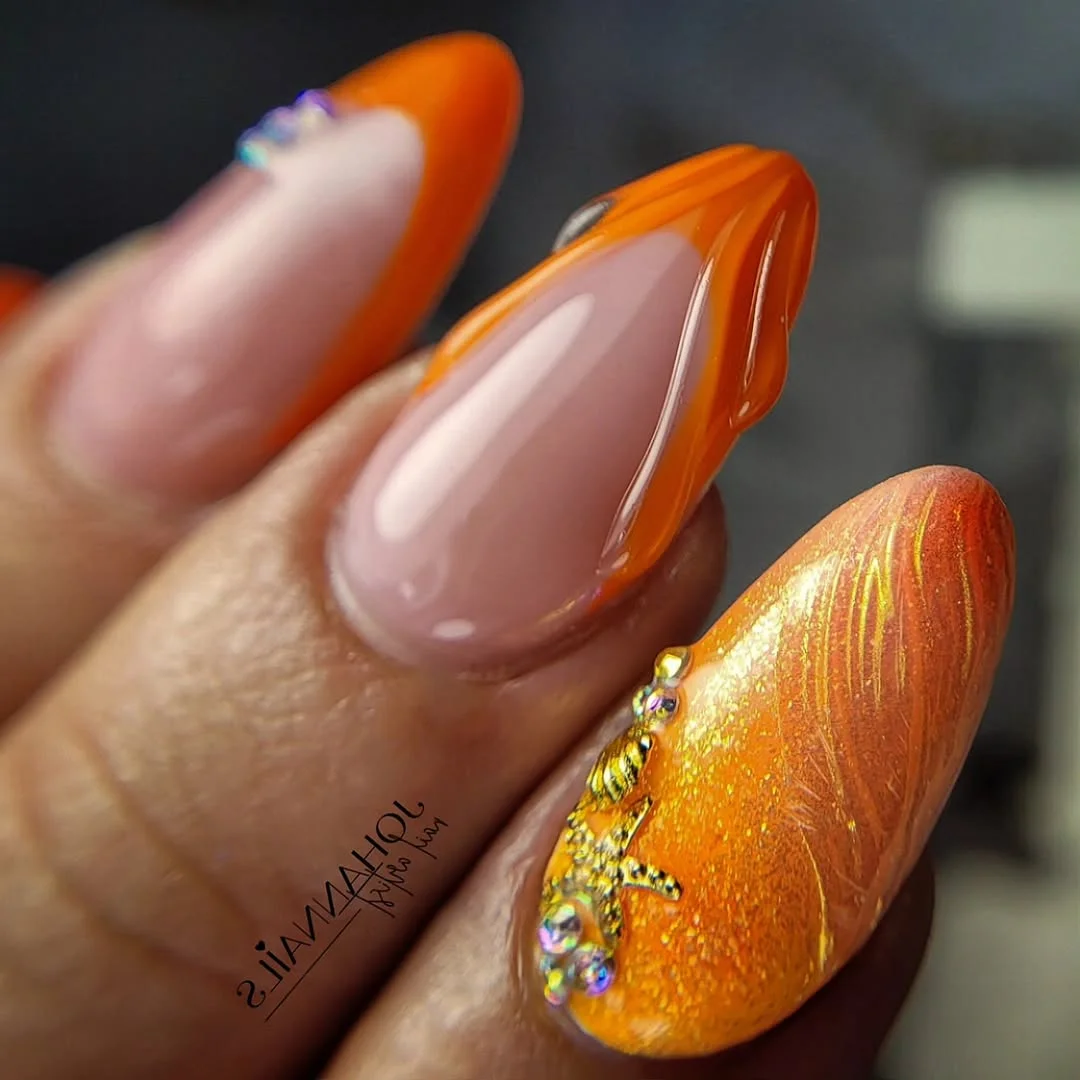 summer nail art 2026 Molten Tangerine Chrome Nails