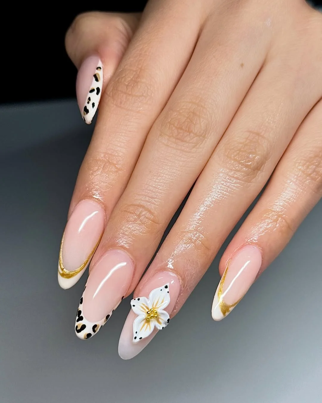 summer nail art 2026 Gold French Tips With Floral Accents