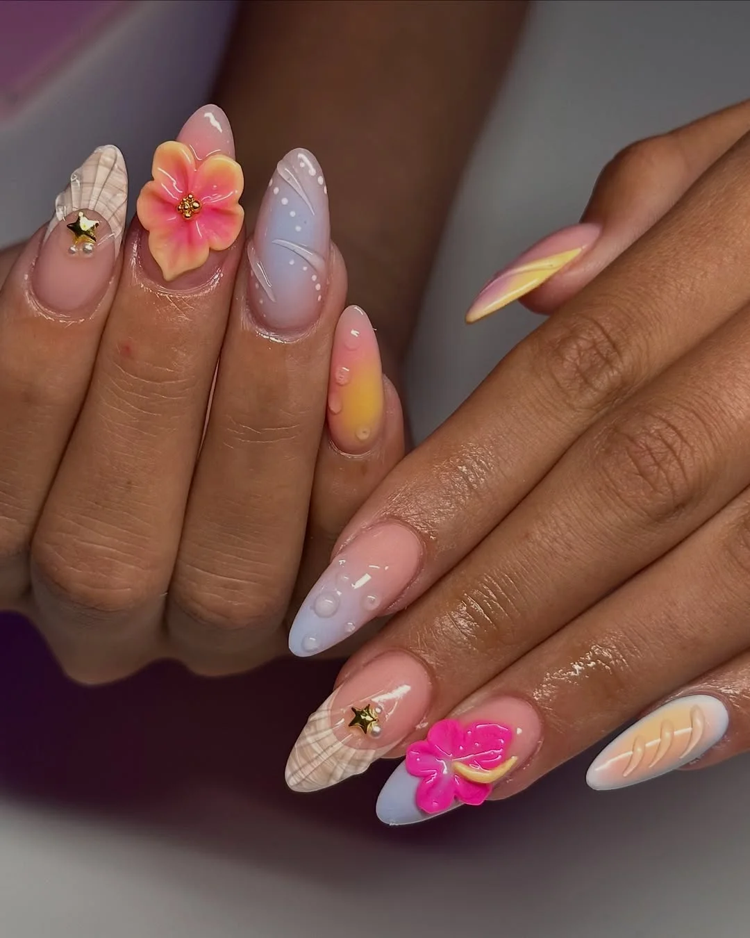 summer nail art 2026 Pastel 3D Island Girl Nails
