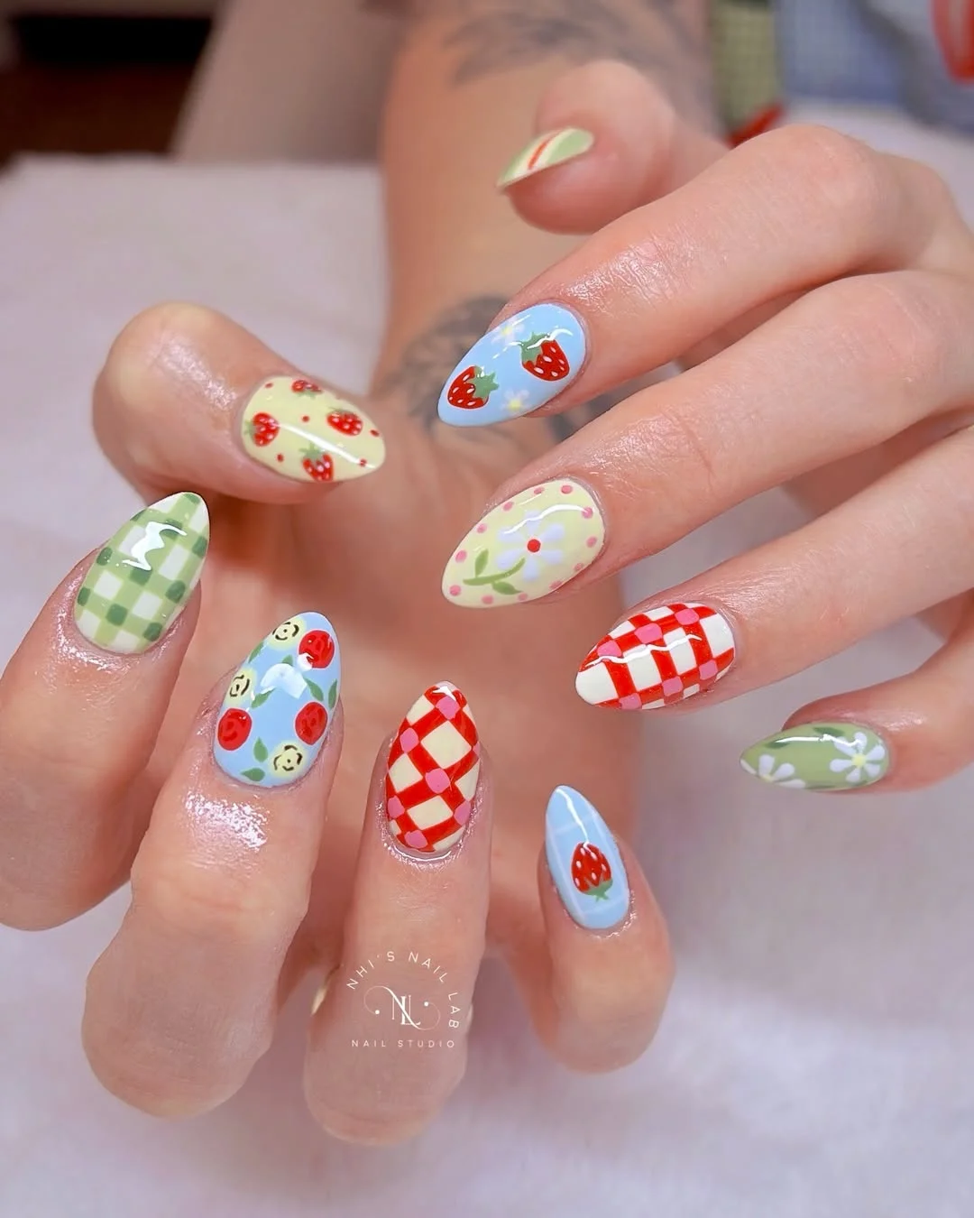 summer nail art ideas 2026 Strawberry Picnic Nails With Playful Summer Color
