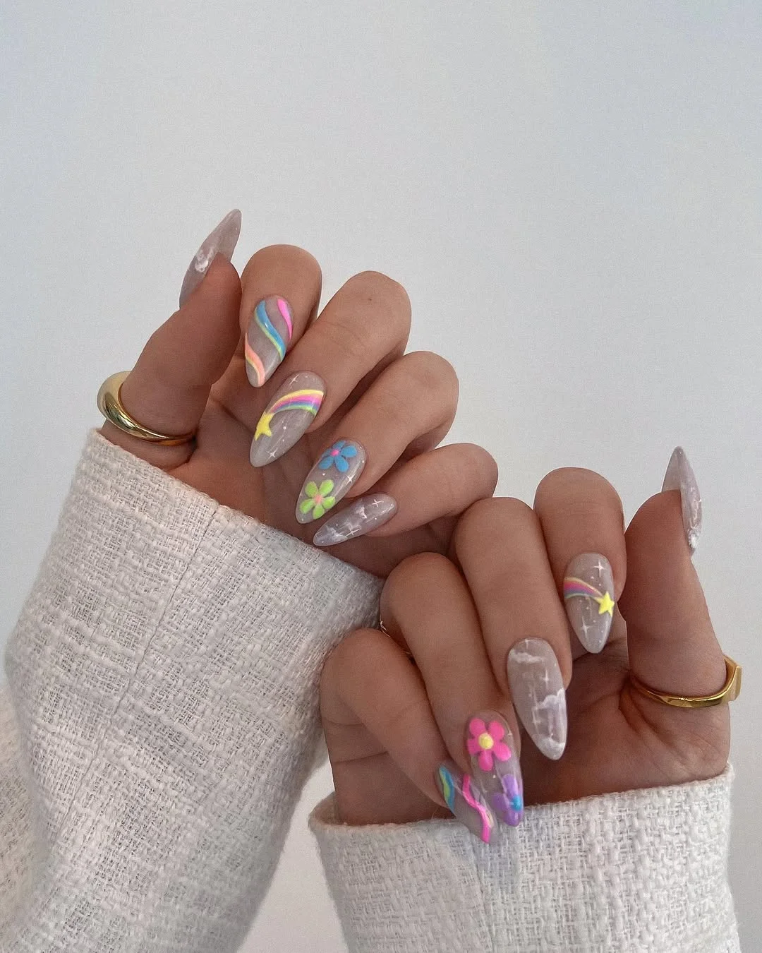 summer nail art ideas 2026 Dreamy Pastel Rainbow Nails