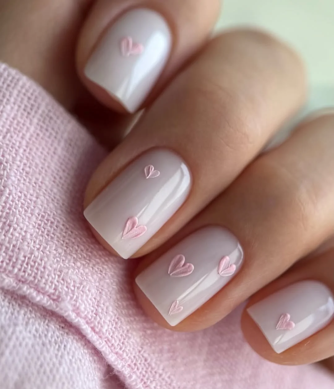 summer nail colors 2026 Soft Pink Heart Minimal Nails
