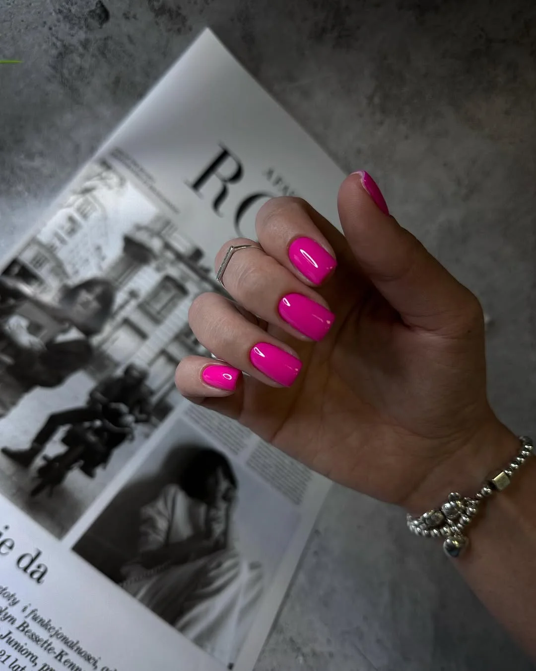 summer nail colors 2026 Hot Pink Glossy Nails
