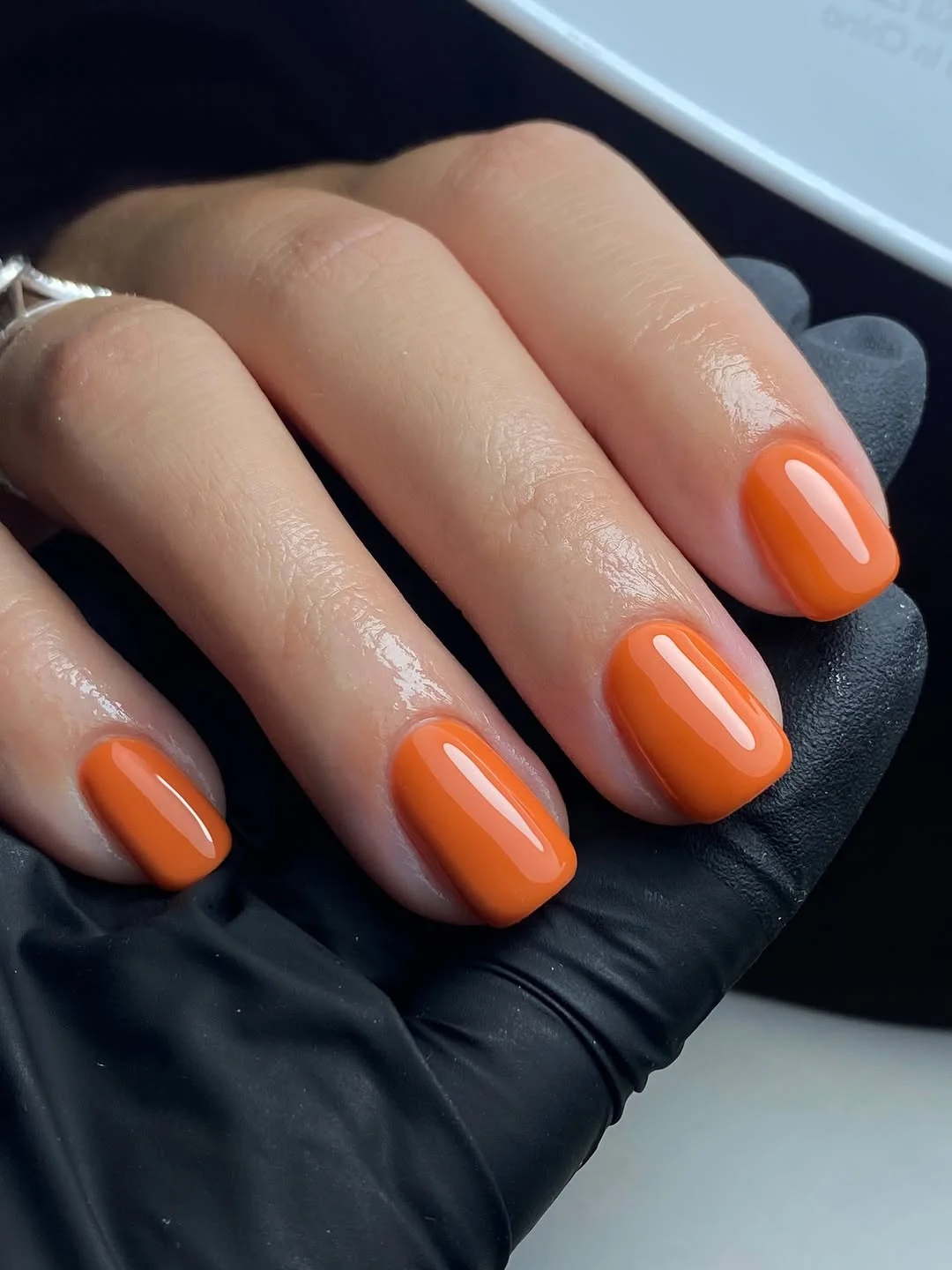 summer nail colors 2026 Glossy Tangerine Short Nails