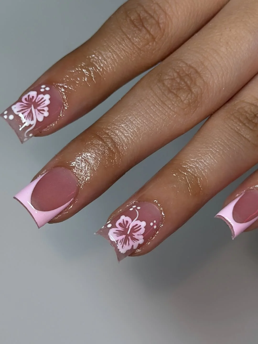summer nail colors 2026 Pink Hibiscus French Nails