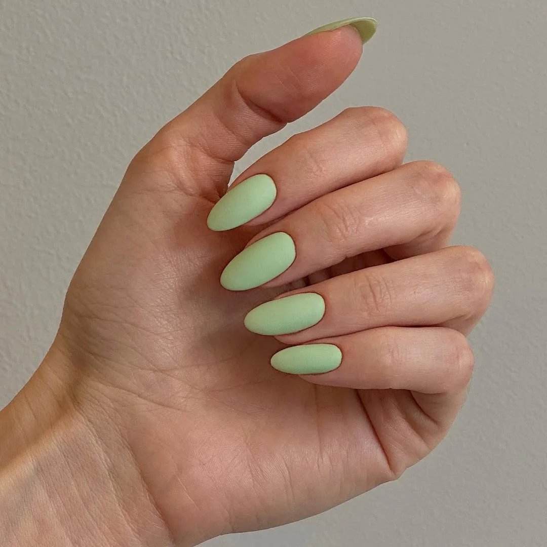 summer nail colours 2026 Soft Matte Pistachio Green Nails