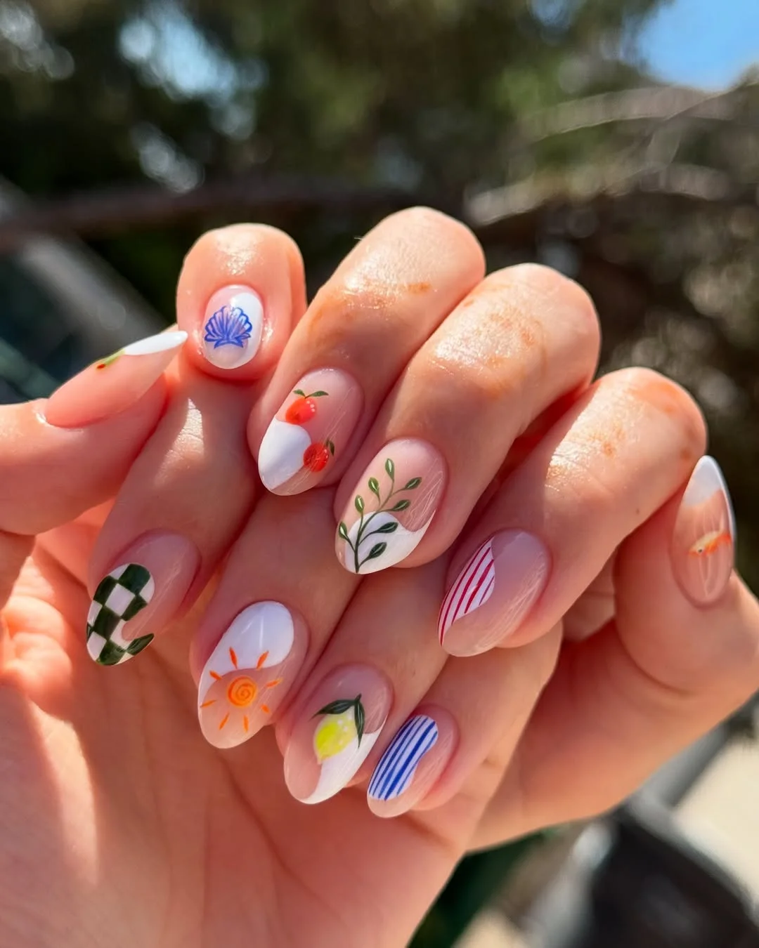 summer nail colours 2026 Mixed Mediterranean Summer Nails