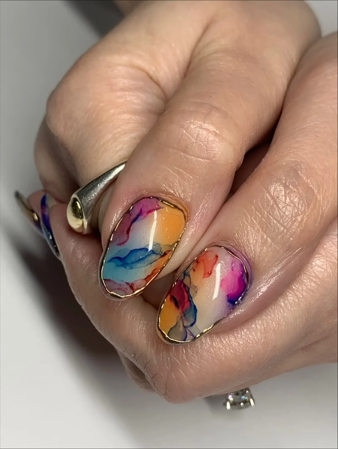 summer nail colours 2026 Bright Watercolor Marble Nails