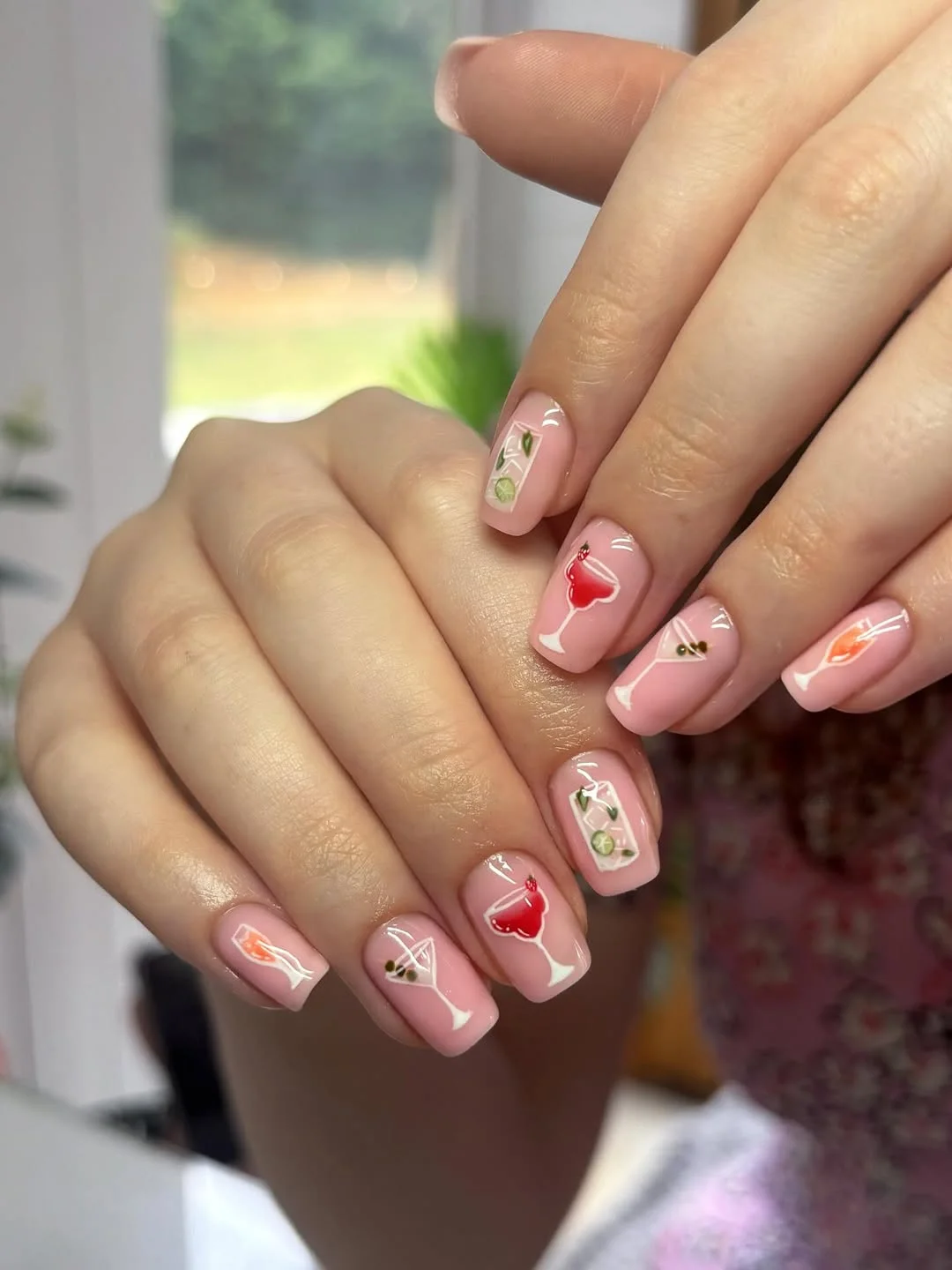 summer nail colours 2026 Pink Cocktail Party Nails
