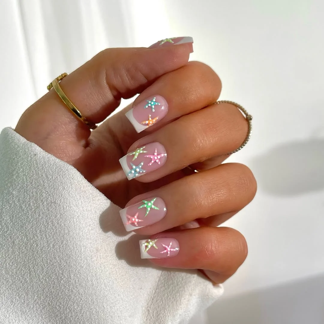 summer nail inspo 2026 Pastel Starfish French Nails
