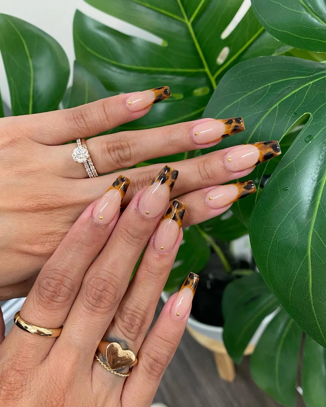 summer nails ballerina shape 2026 Tortoise Shell French Tips