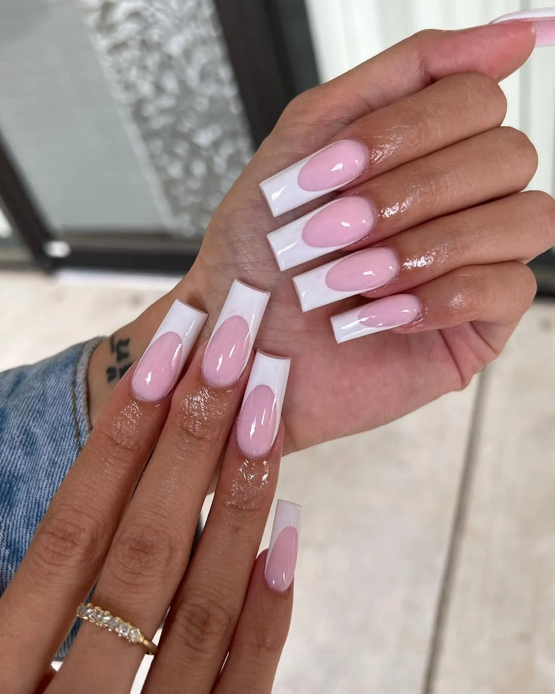 summer nails square 2026 Soft Pink Square French Nails