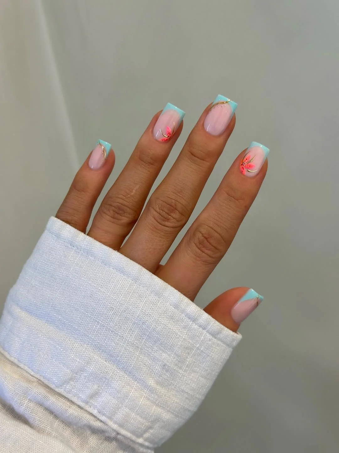 summer nails square 2026 Mint French Tip Summer Nails