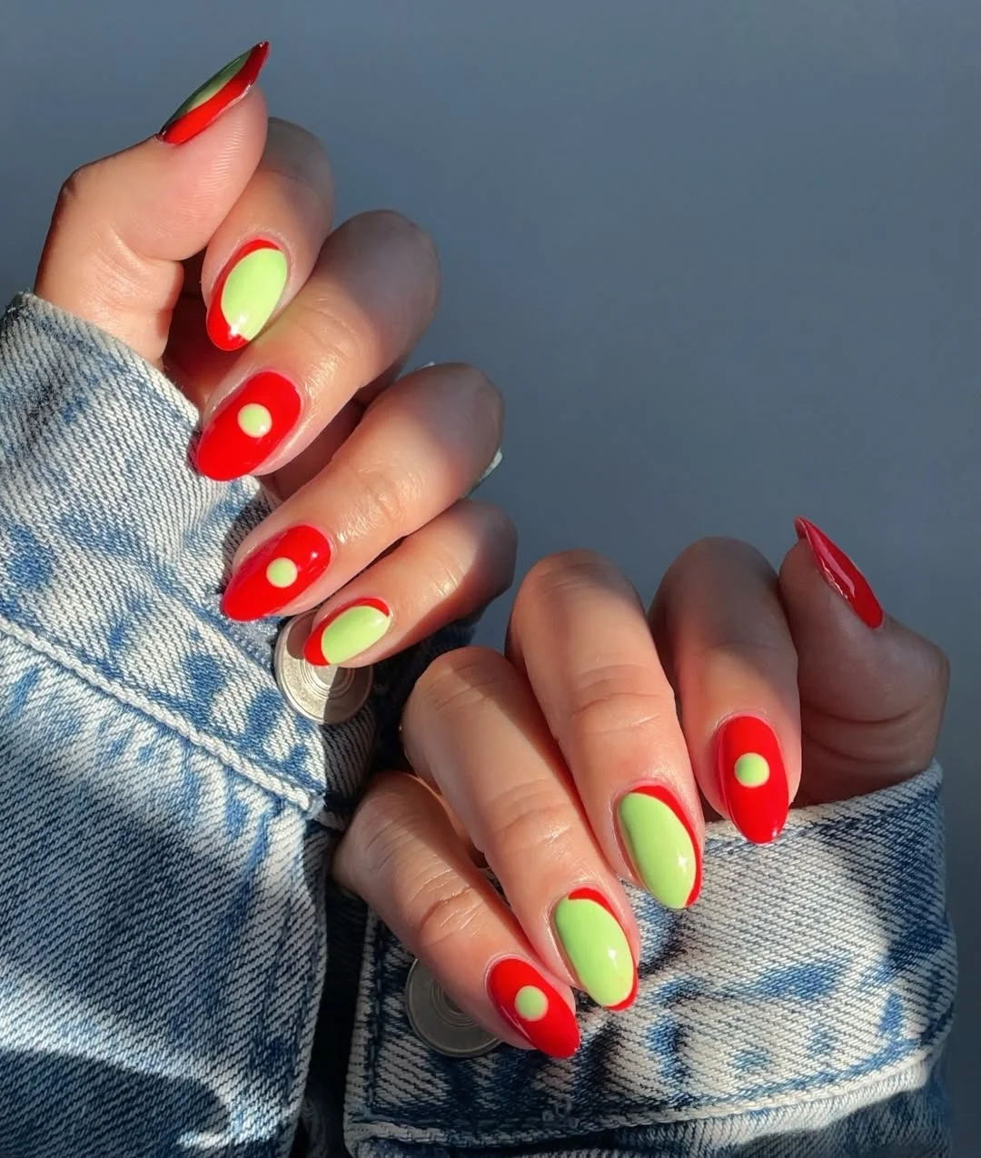 summer nails watermelon 2026 Bright Kiwi And Watermelon Color Block Nails