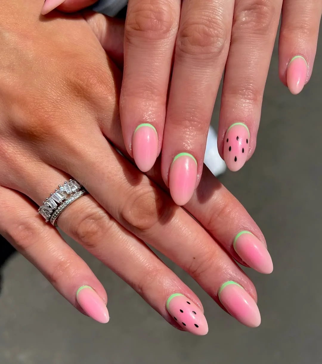 summer nails watermelon 2026 Minimal Watermelon Outline Nails For A Clean Summer Look