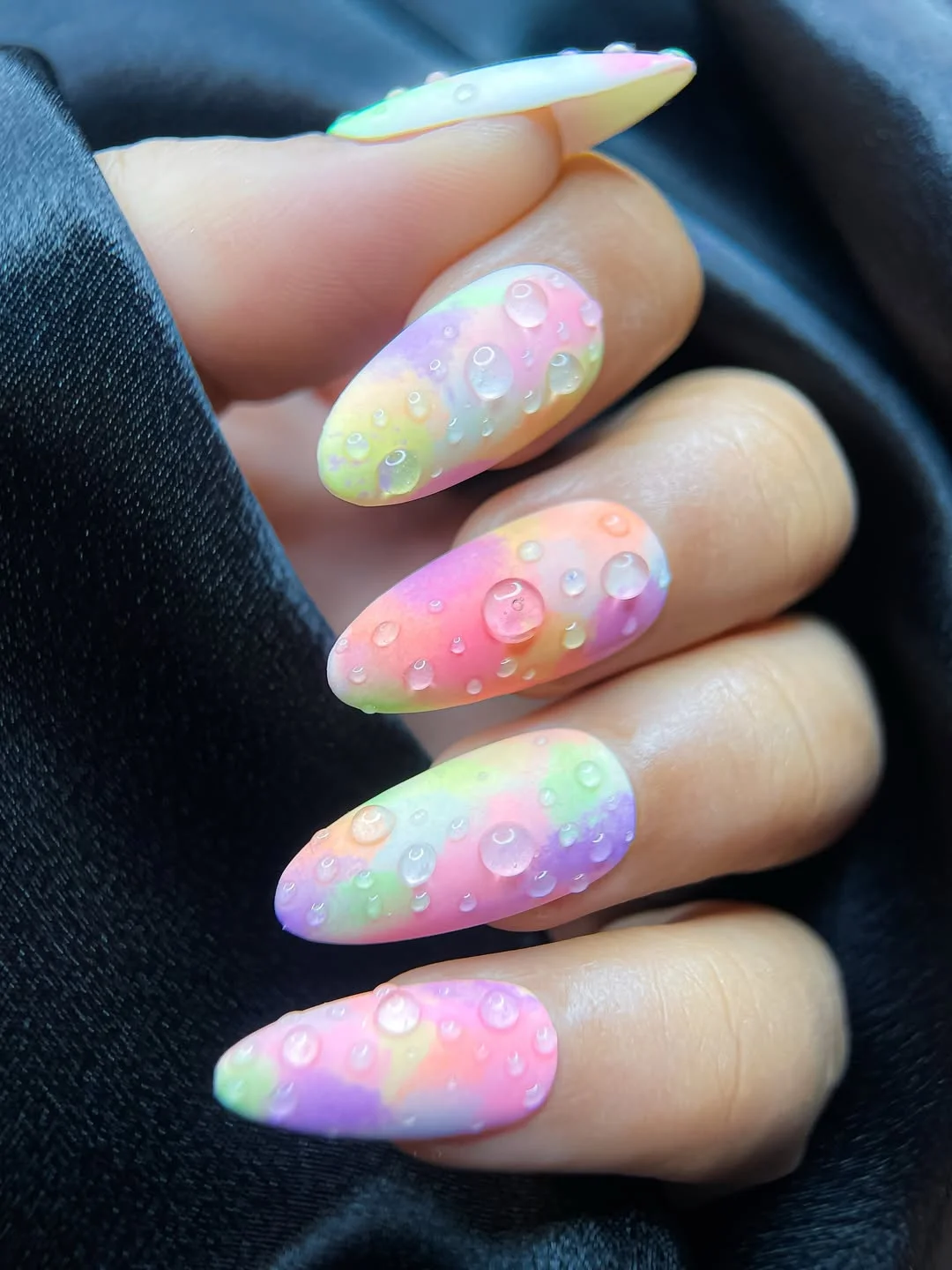 summer ombre nails 2026 Dreamy Watercolor Ombre with Dew Drop Texture