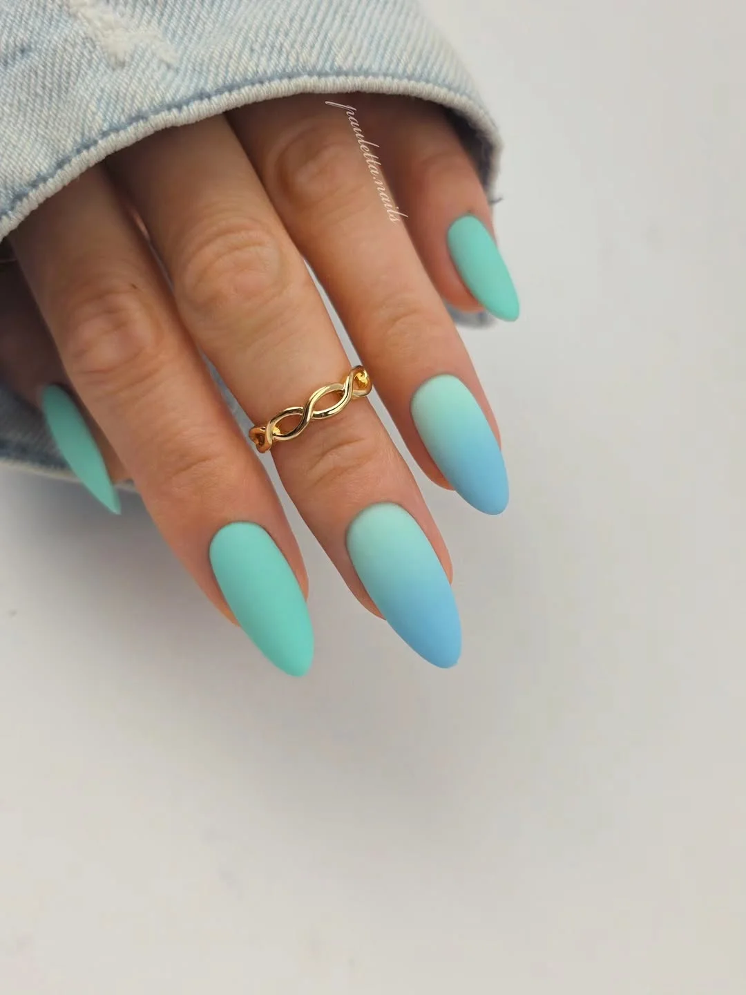 summer ombre nails 2026 Ocean Blue Ombre on Almond Nails