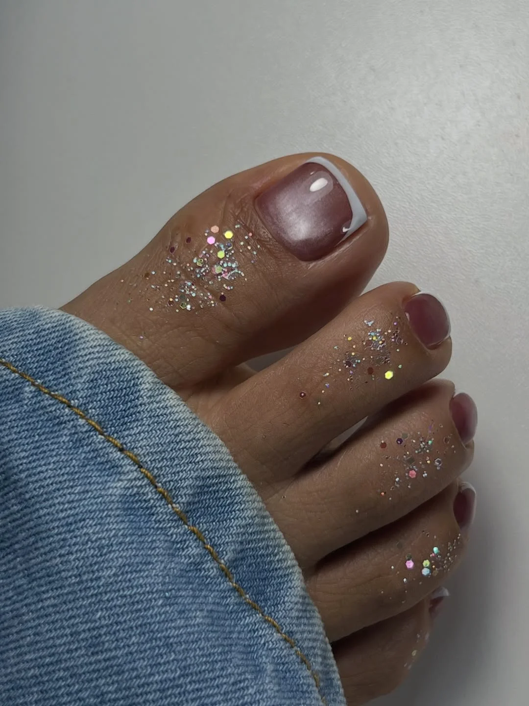 summer pedicure colors 2026 Glazed Mauve French Pedicure