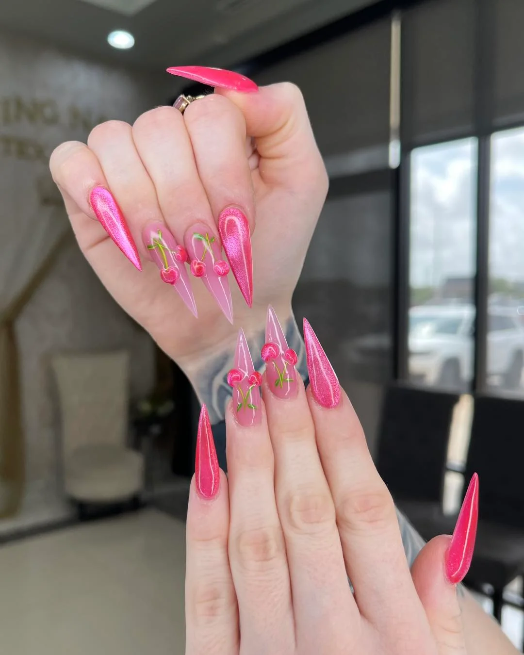 summer stiletto nails 2026 Cherry Gloss Summer Nails