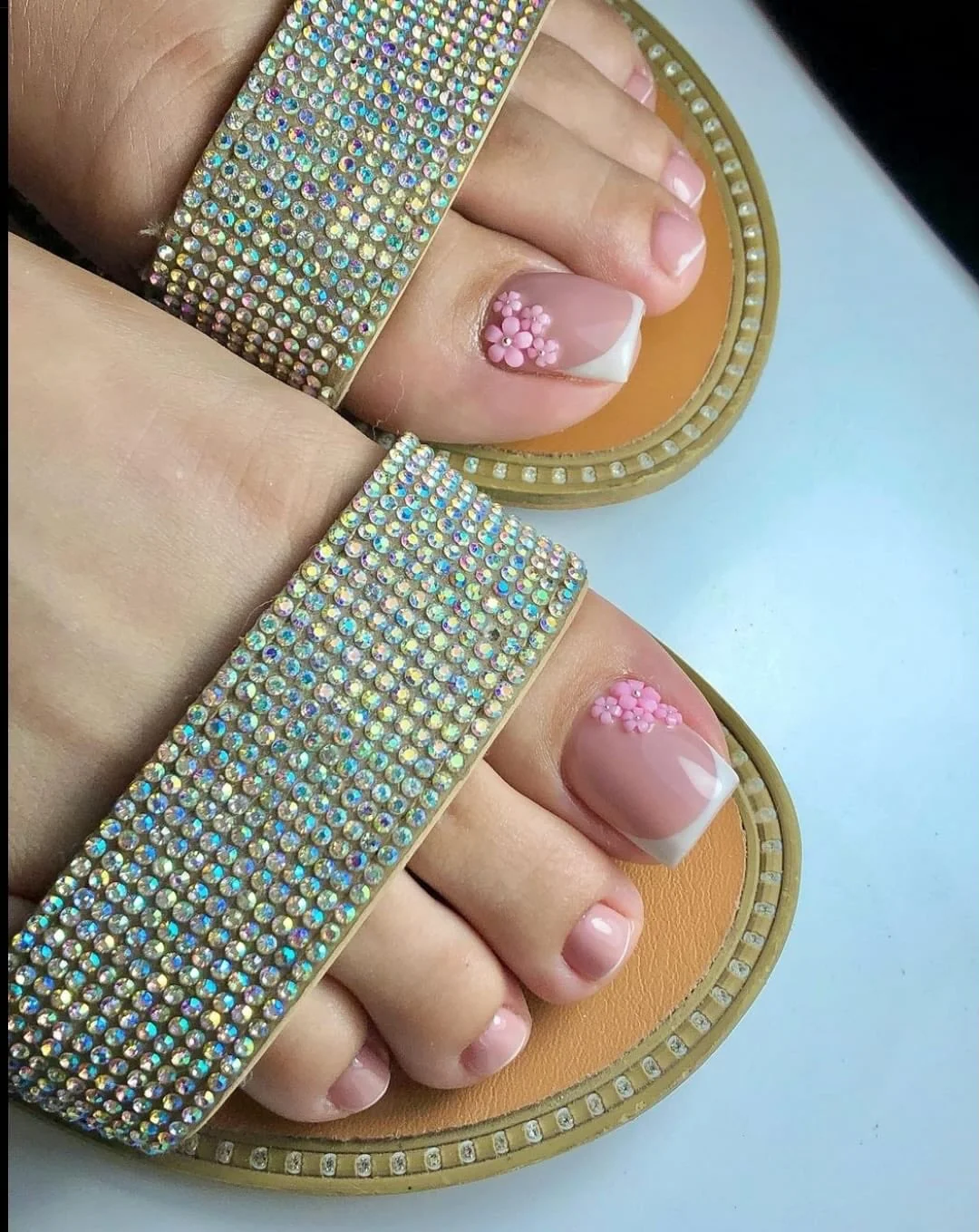 summer toe nails colors 2026 Floral French Tip Pedicure
