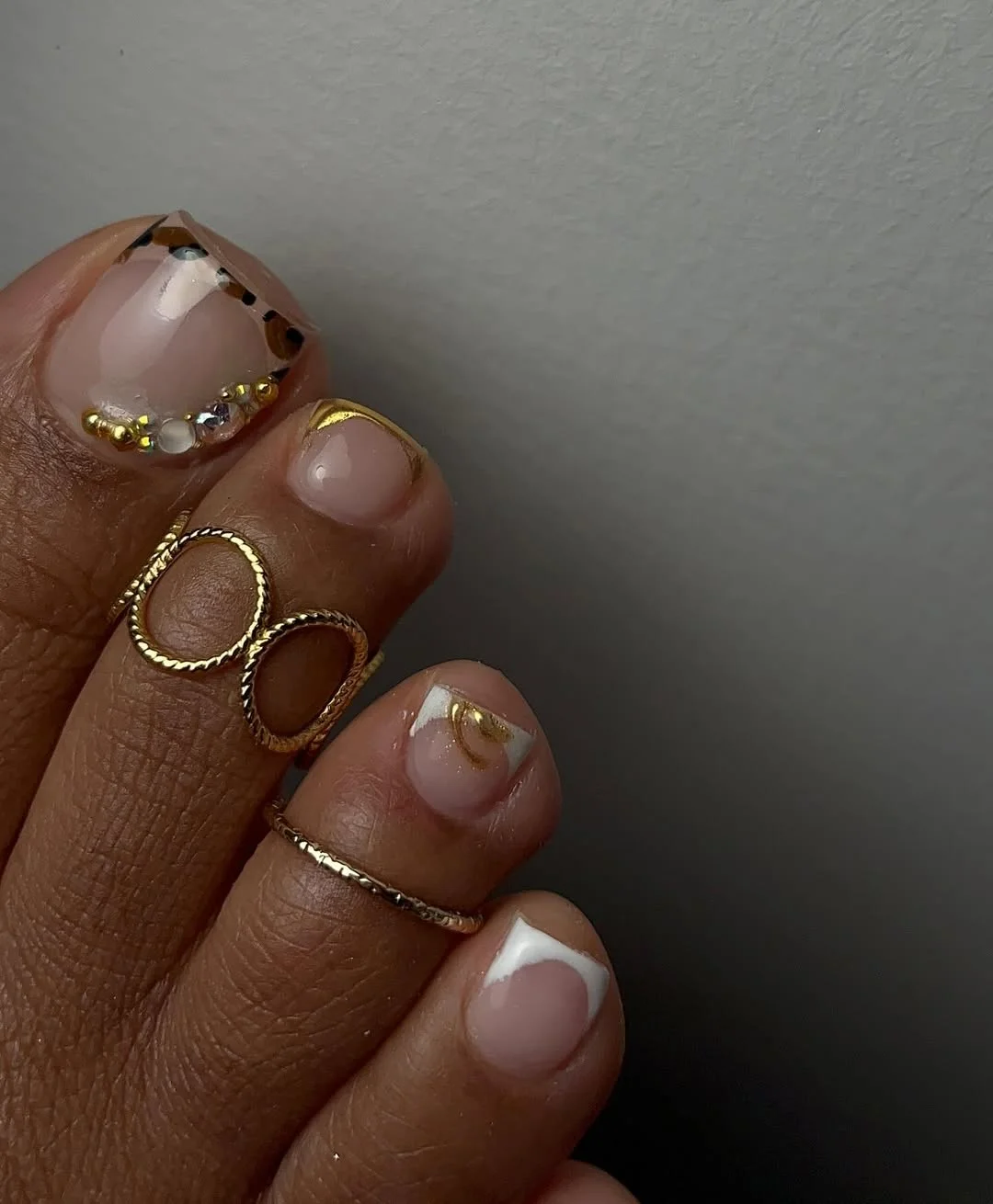 summer toe nails colors 2026 Golden Detail French Pedicure