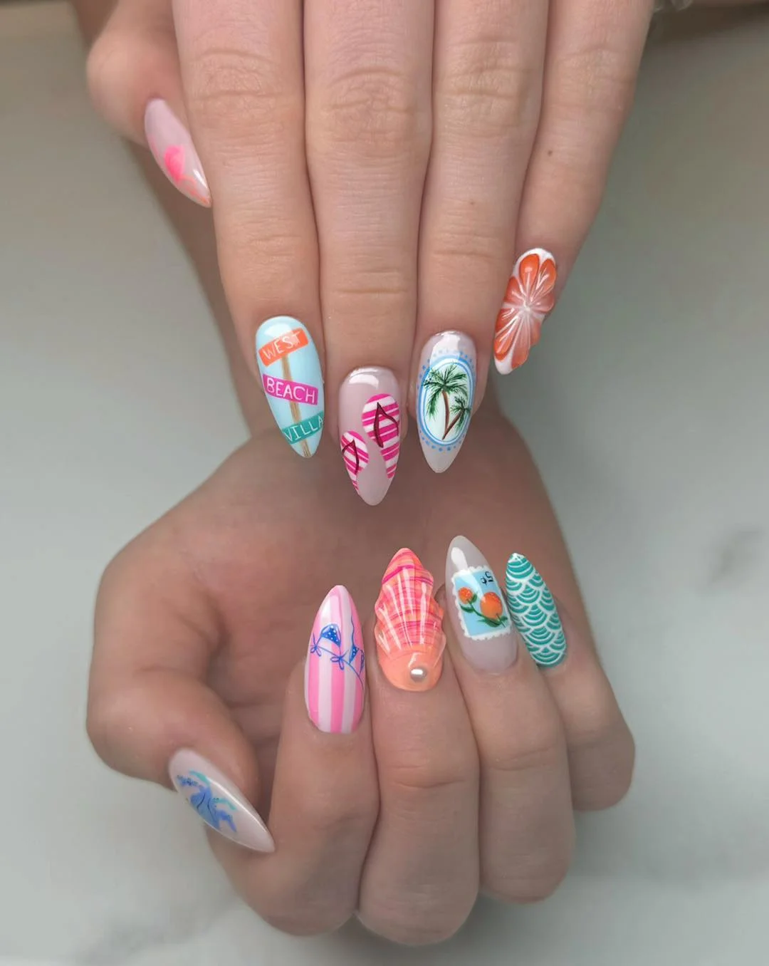 summer vacation nails 2026 Playful Beach Postcard Nail Mix