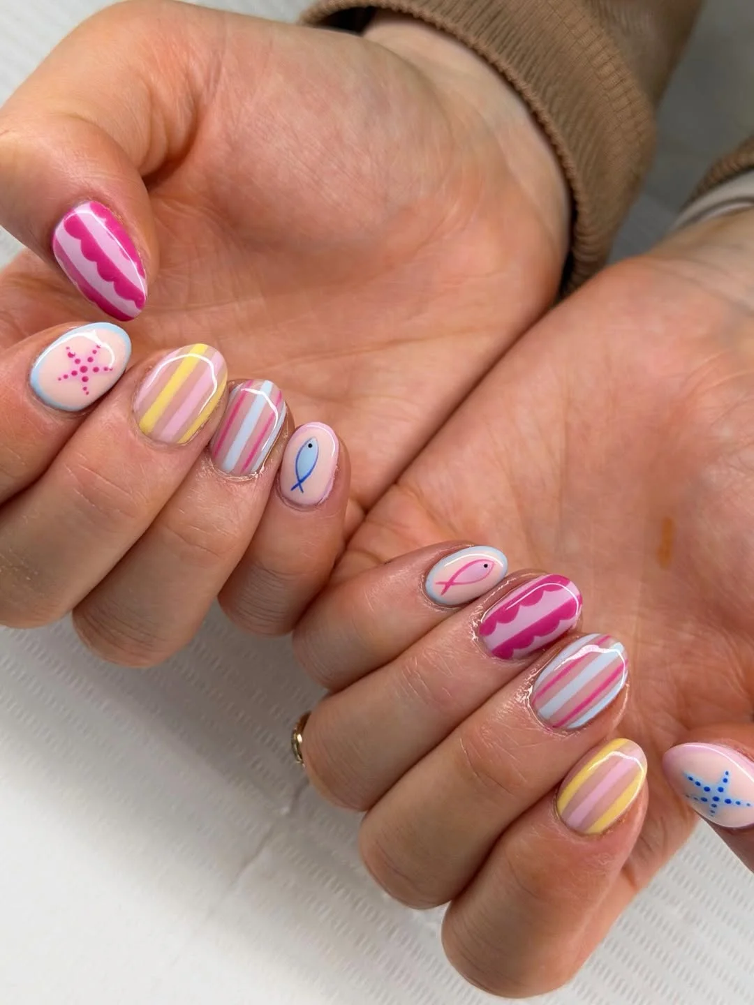 summer vacation nails 2026 Pastel Beach Short Nails