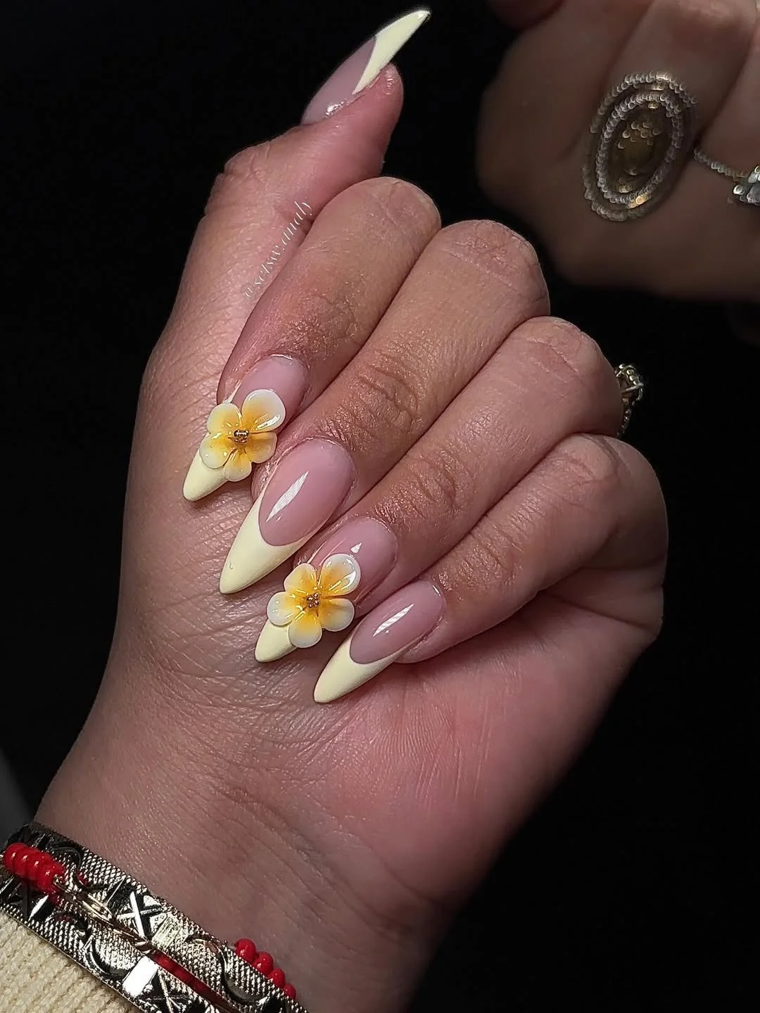 summer yellow nails 2026 Yellow Floral French Tips With Tropical Vacation Vibes