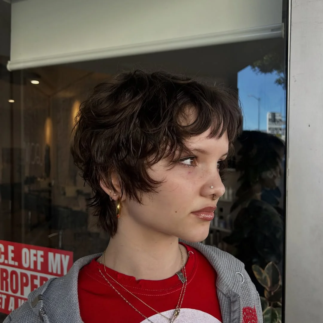 textured summer bixie haircut 2026 Choppy Curly Bixie with Playful Texture