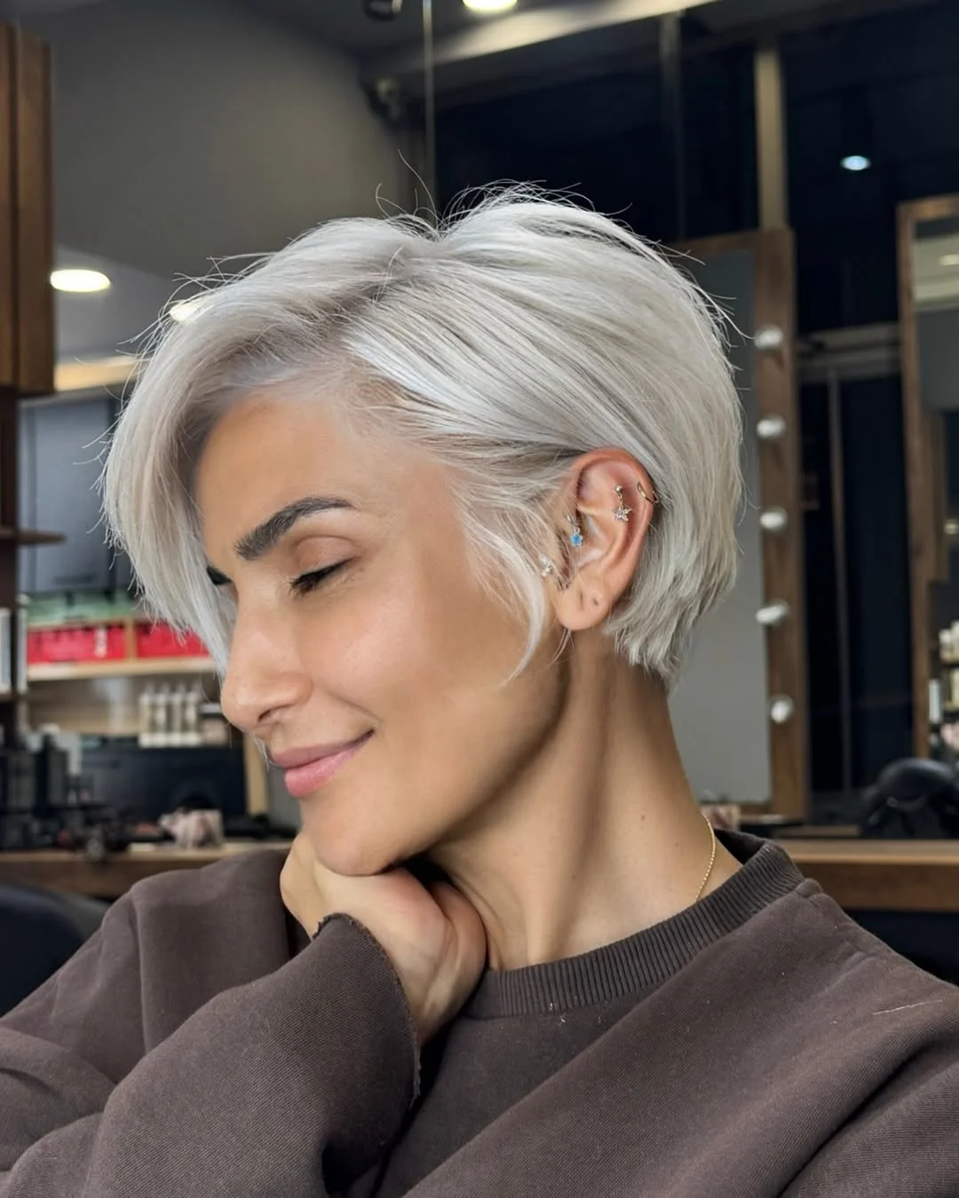 textured summer bixie haircut 2026 Icy Blonde Sculpted Bixie