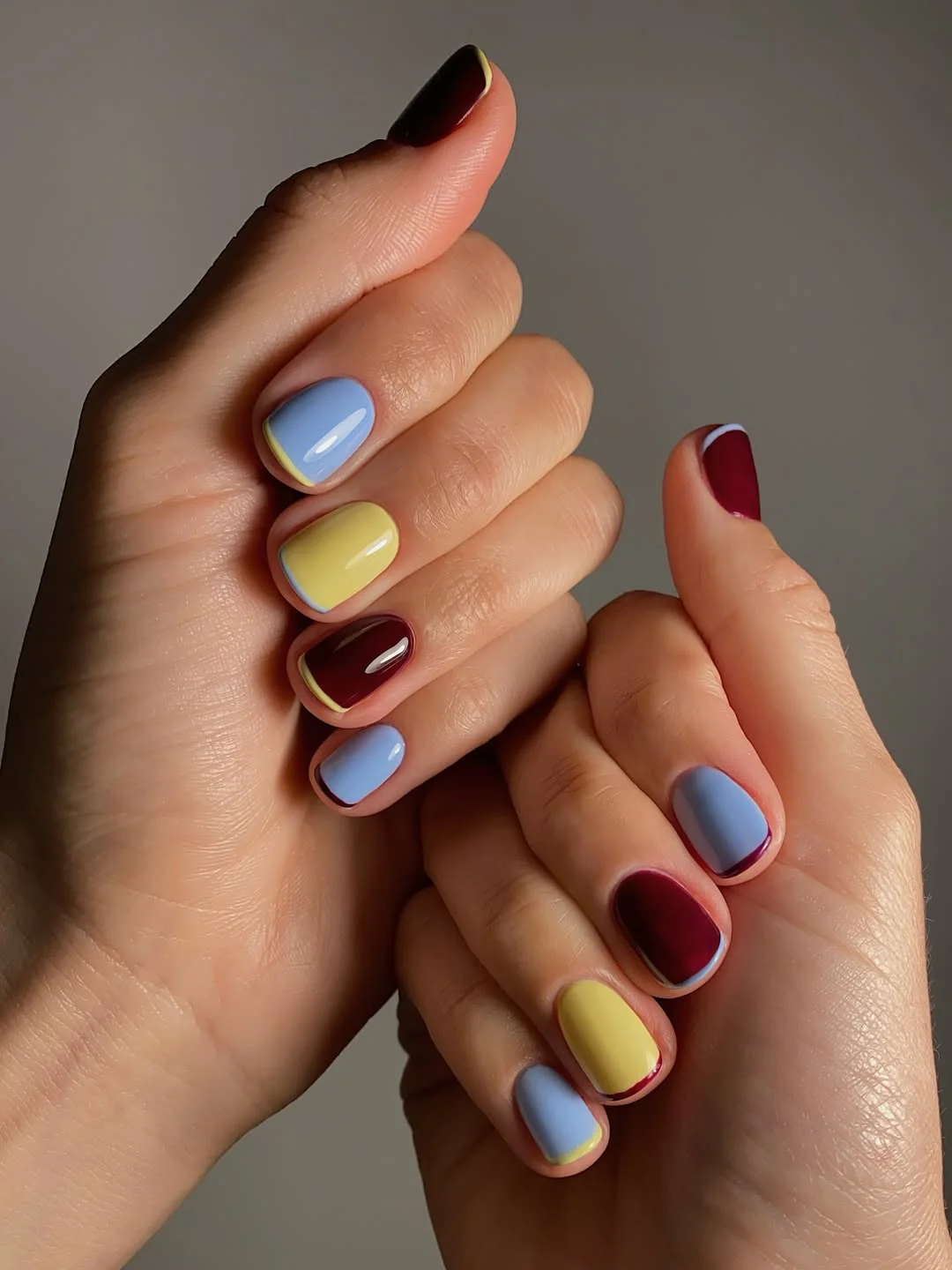 trendy summer nails 2026 Color Block Short Summer Nails