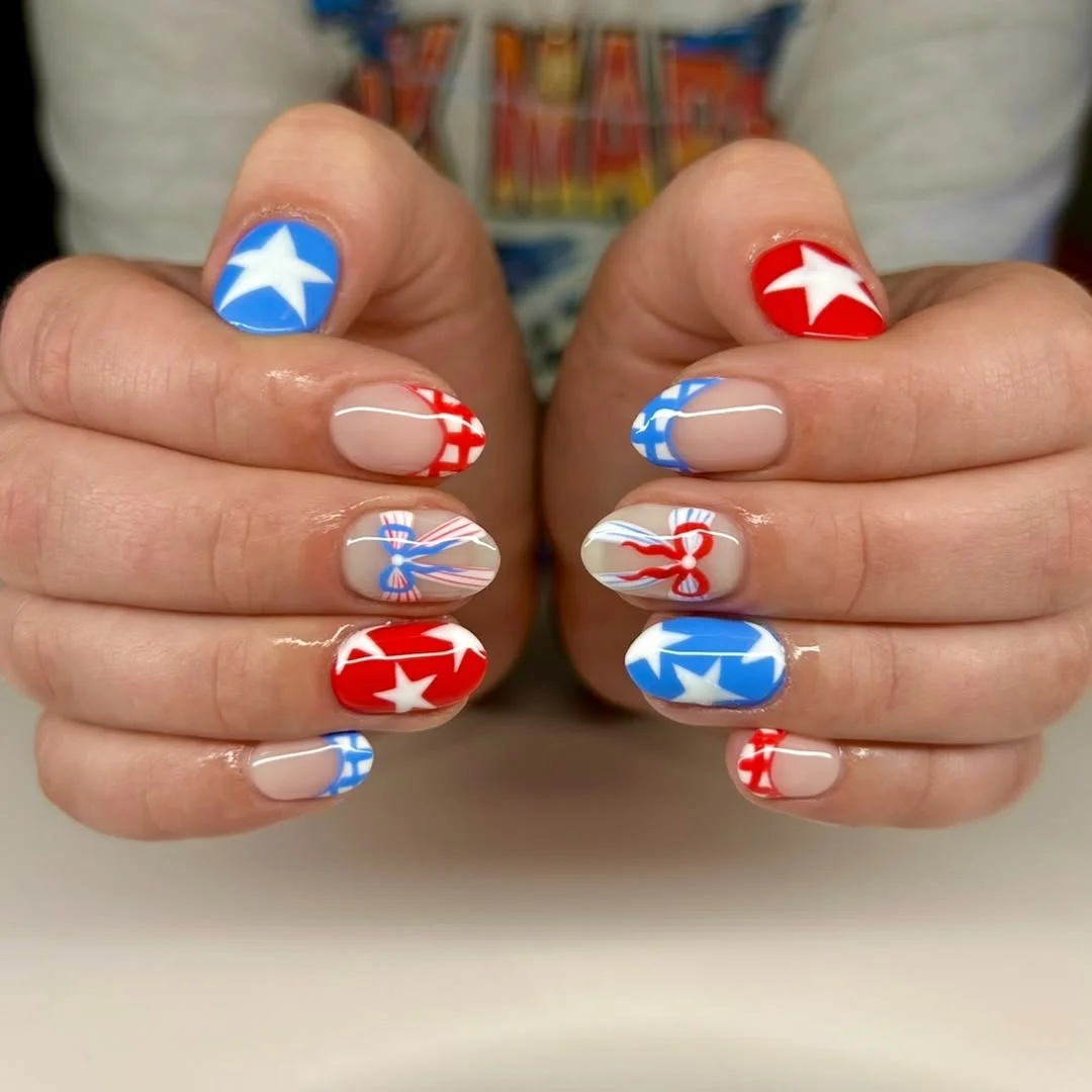 usa nails 2026 Graphic French Tip Nails With Americana Energy