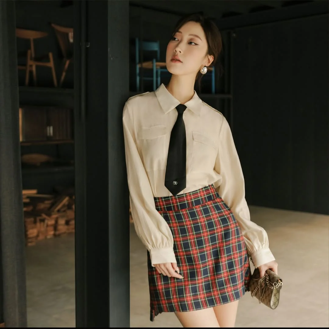 back to school outfits 2026 Plaid Skirt And Tie Revival