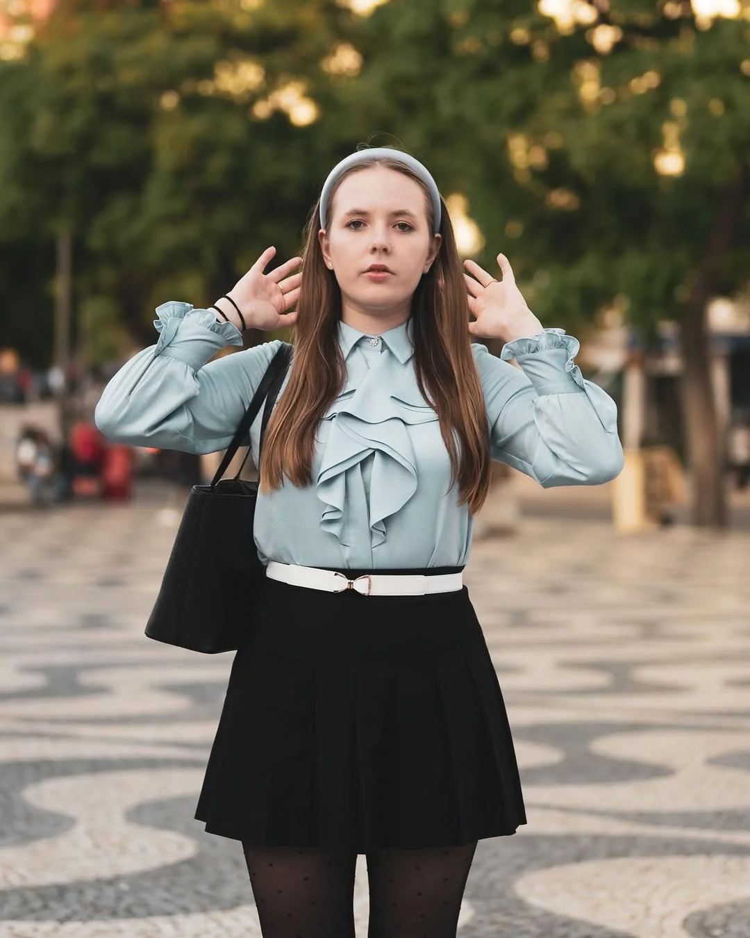 back to school outfits 2026 Soft Blue And Black School Day Classic