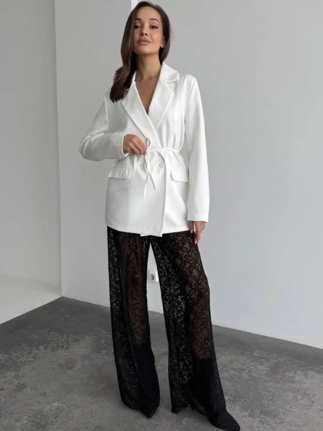 chic fall outfits pants 2026 Statement Lace Trousers for Evening Drama