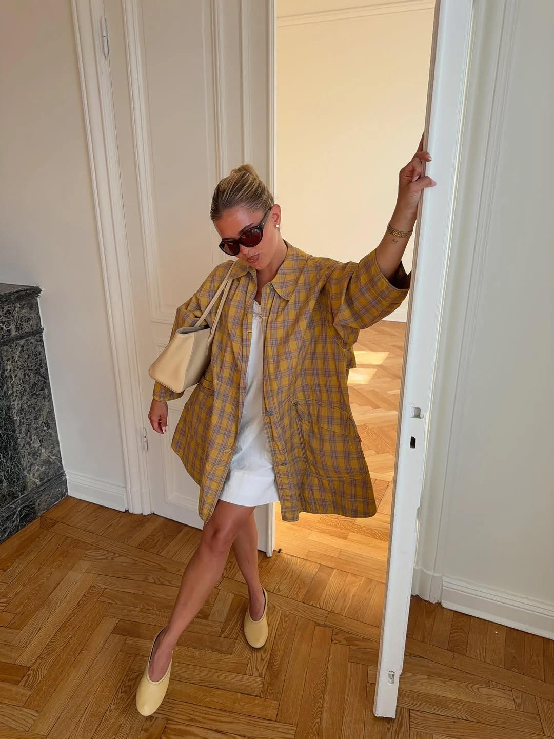 comfy fall outfits 2026 The Oversized Plaid Jacket And Ballet Flats Formula