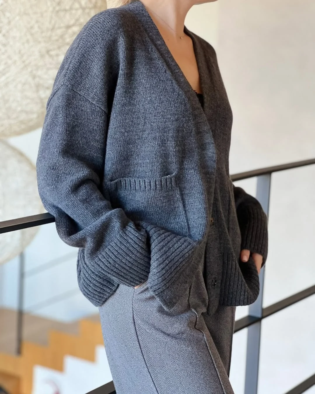 cozy chic fall outfits for 2026 Oversized Charcoal Cardigan Comfort
